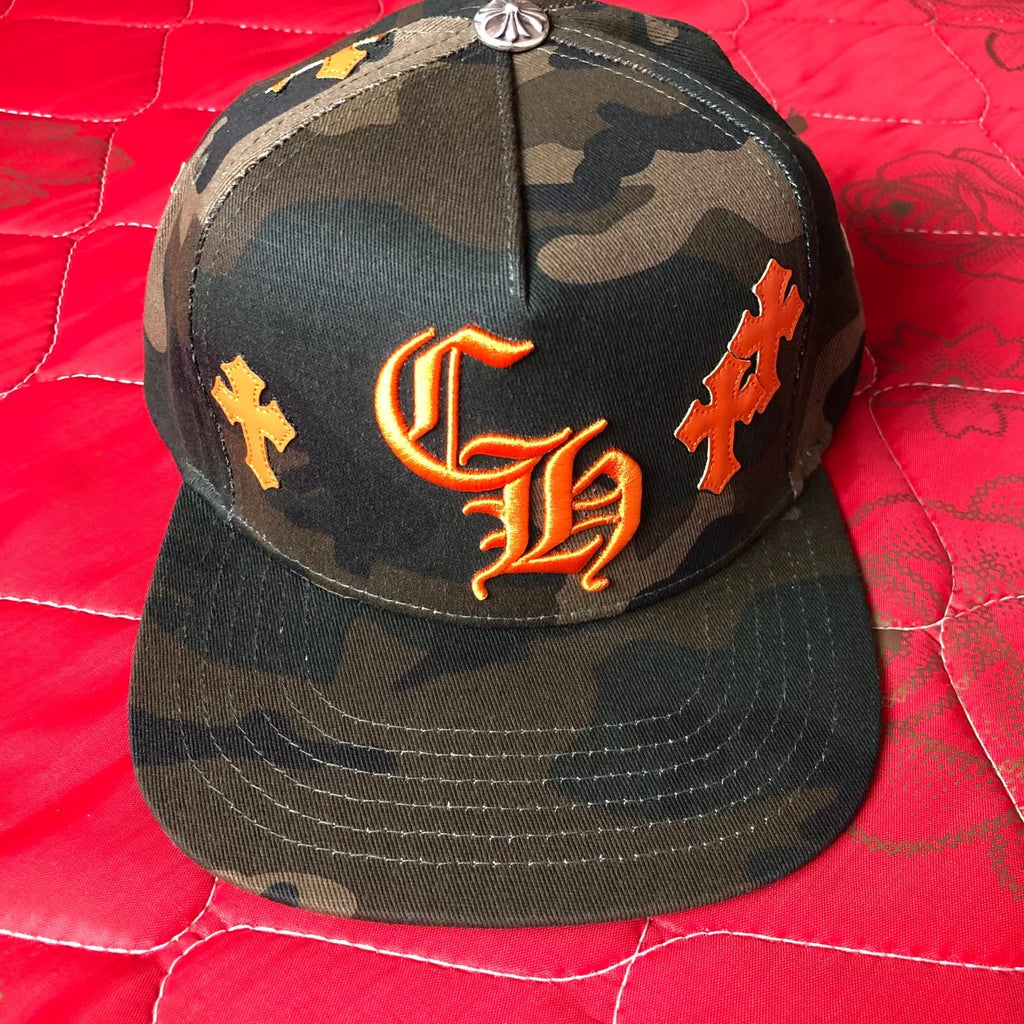 Chrome hearts green camo orange hat
