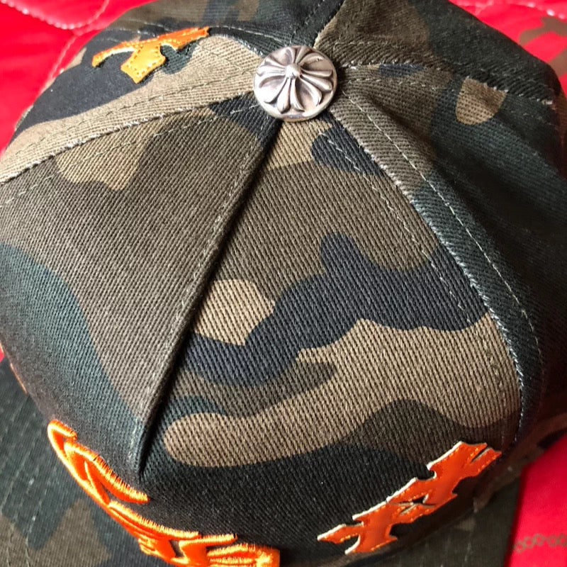 Chrome hearts green camo orange hat