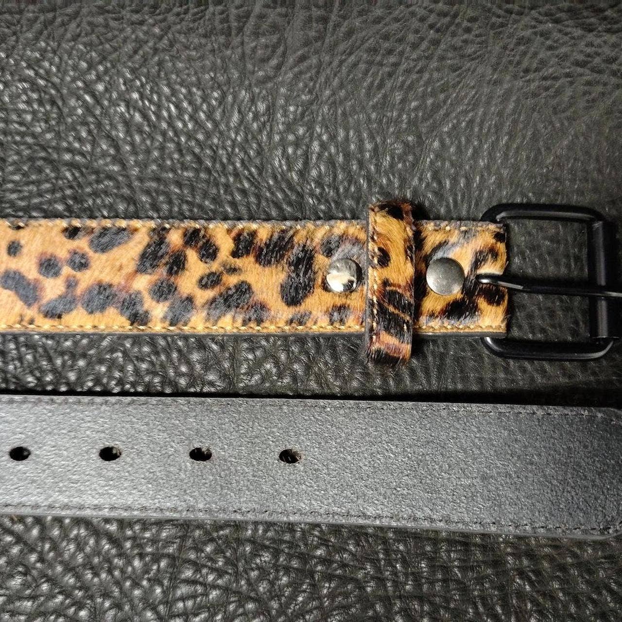 Faux fur leopard print belt