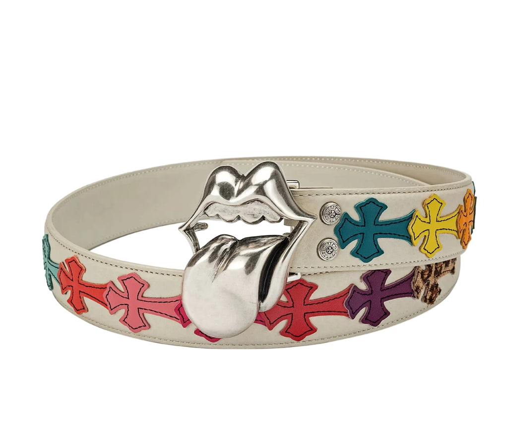 Chrome hearts rolling stone tounge lip  belt