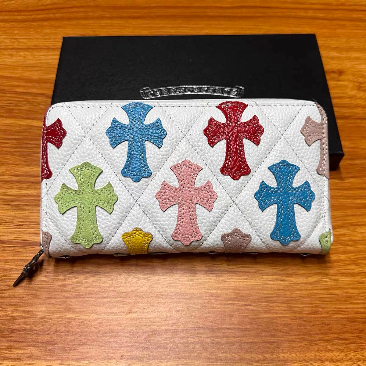 Chrome hearts multi colour cross long wallet bag
