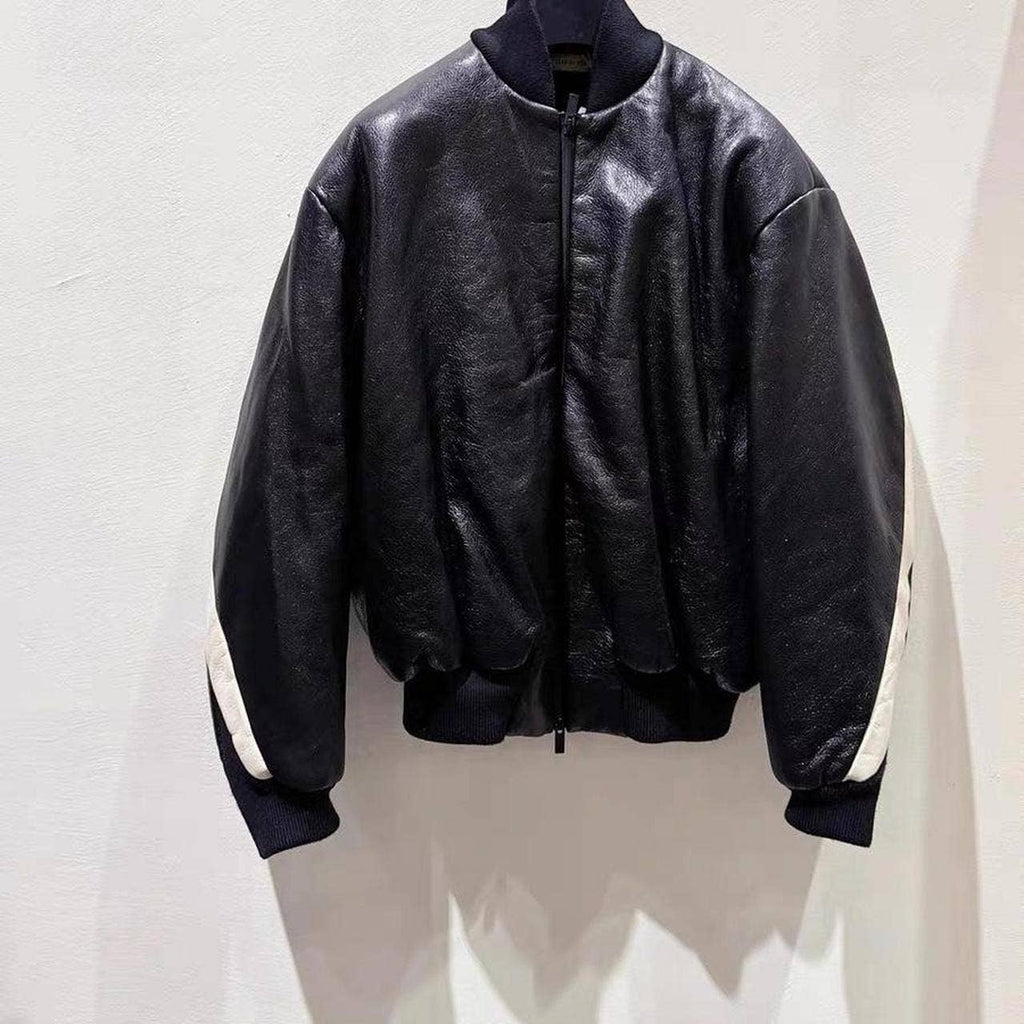 Fear of God Black and white leather bomber jacket...