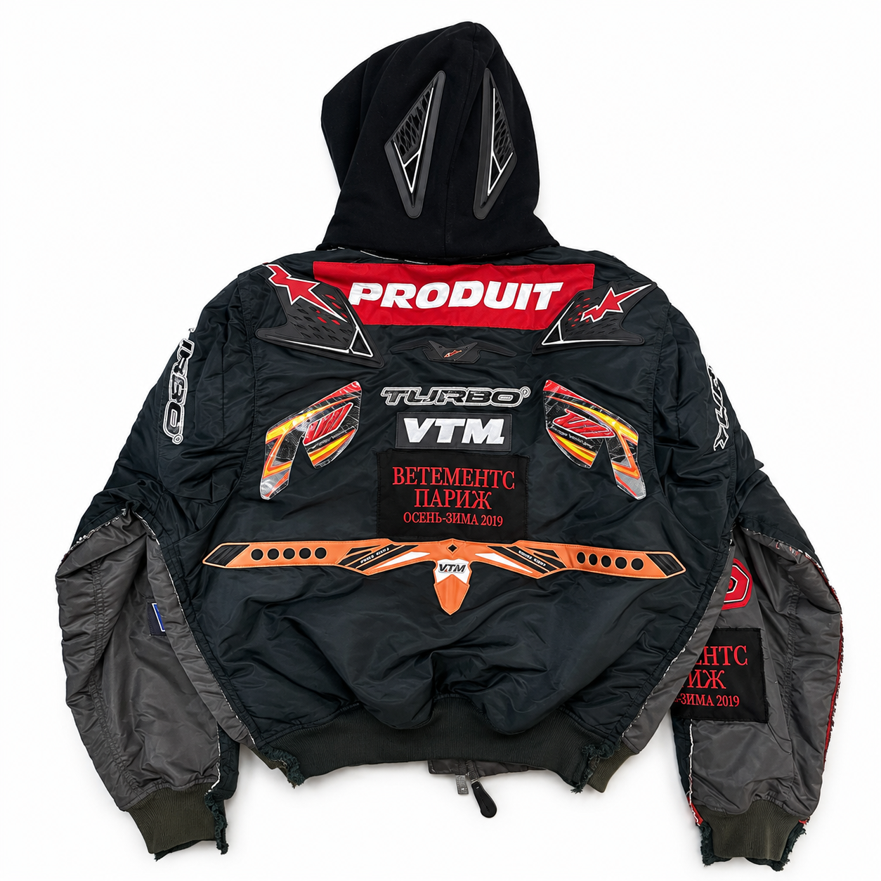 Vetements x Alpha Industries moto Racing black Bomber Hoodie