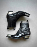 Black new rock Leather Metal-Tipped  Boot