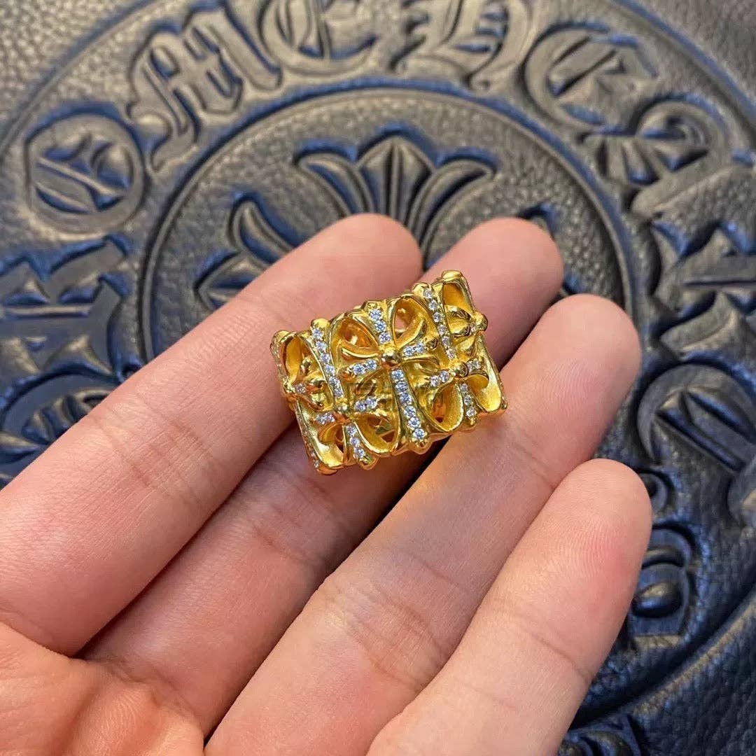 Archive Chrome gold rings with diamond gemstone