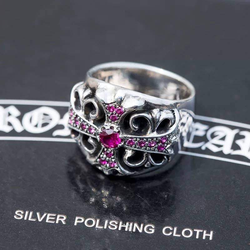 Archive Chrome rings with diamond gemstone