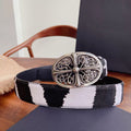 chrome  Fur Oval Cross Belt