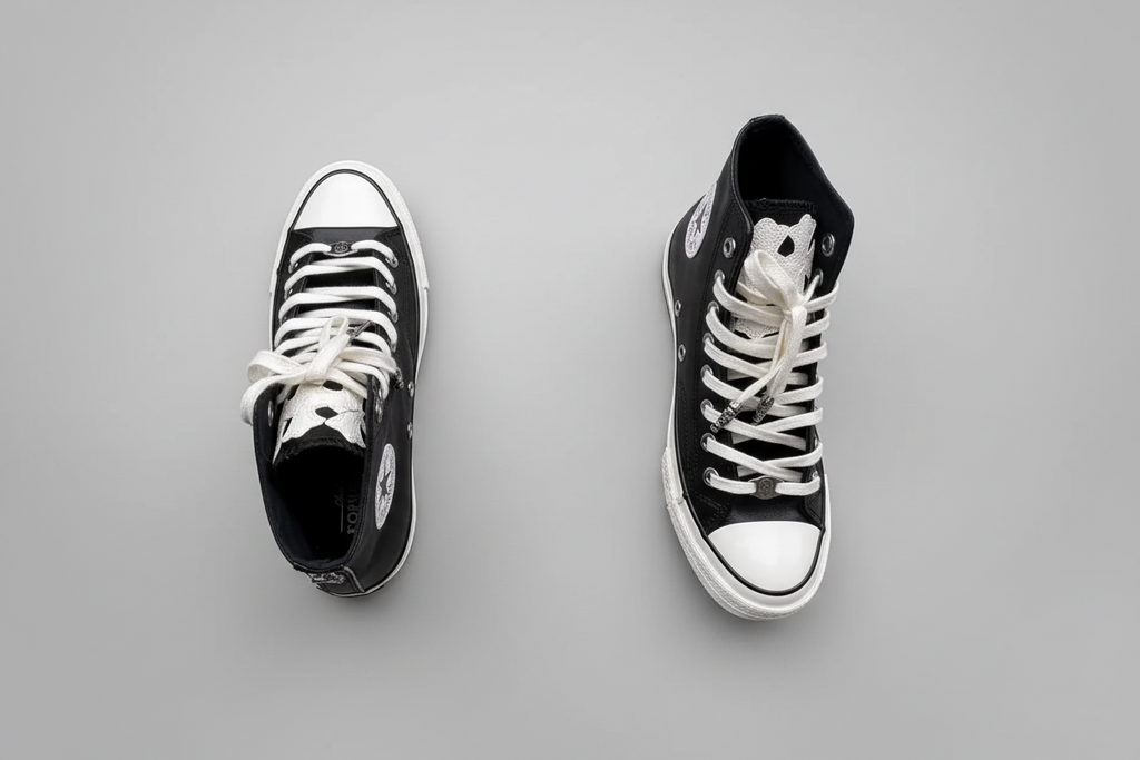 Black Leather chrome converse