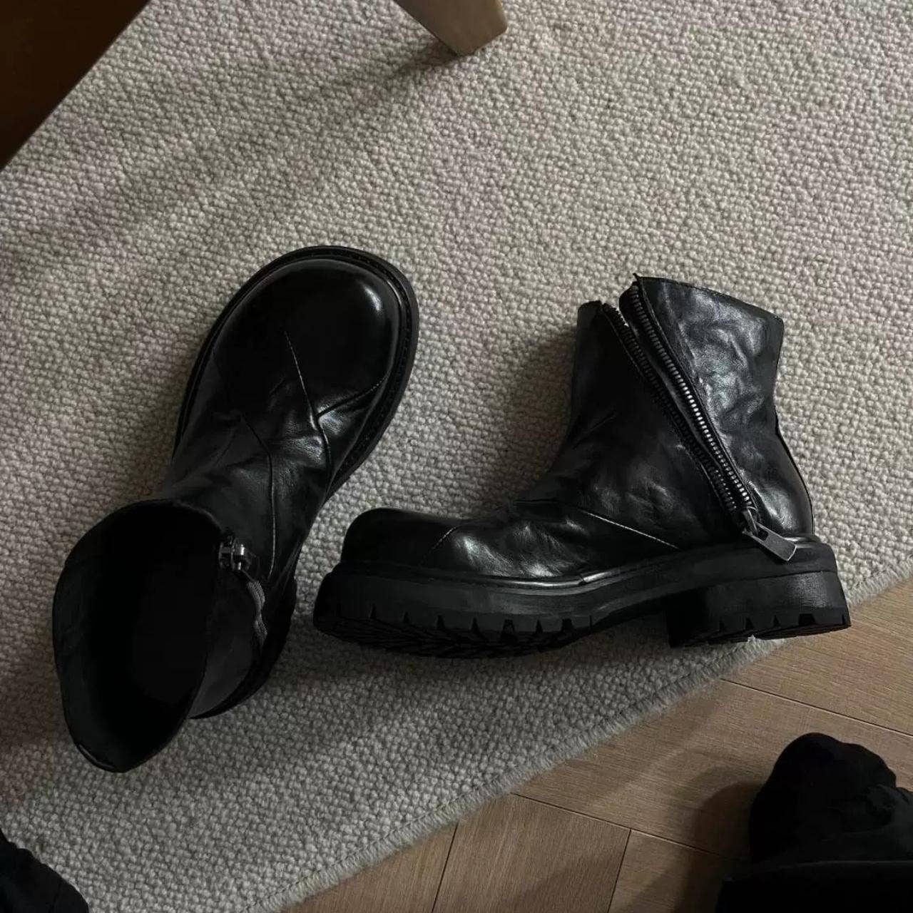 Leather zipper boots