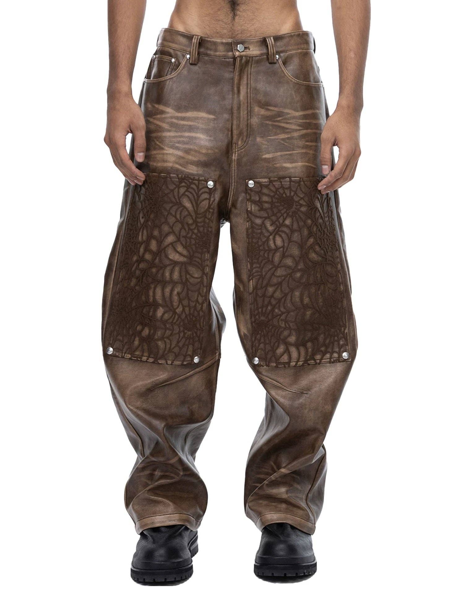COBWEB LEATHER PANTS