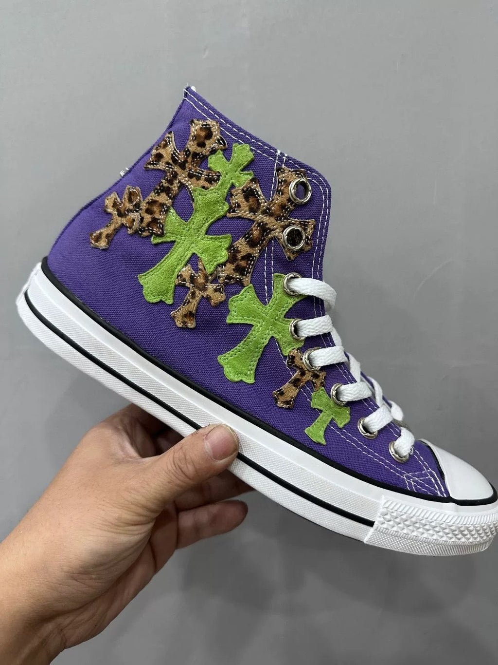 Chrome hearts purple leopard cross chucks - Private property 