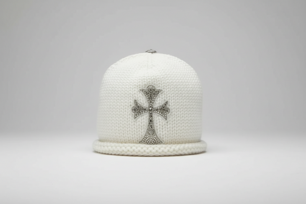 Archive white Chrome cross  beanie