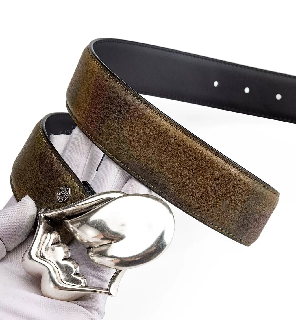 Chrome hearts rolling stone tounge lip  belt