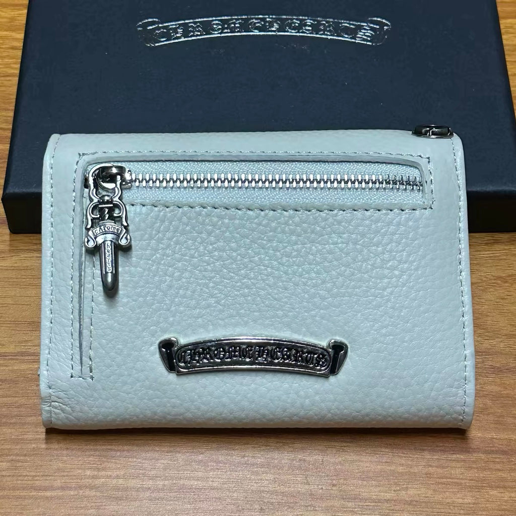 White Chrome hearts  colour wallet bag