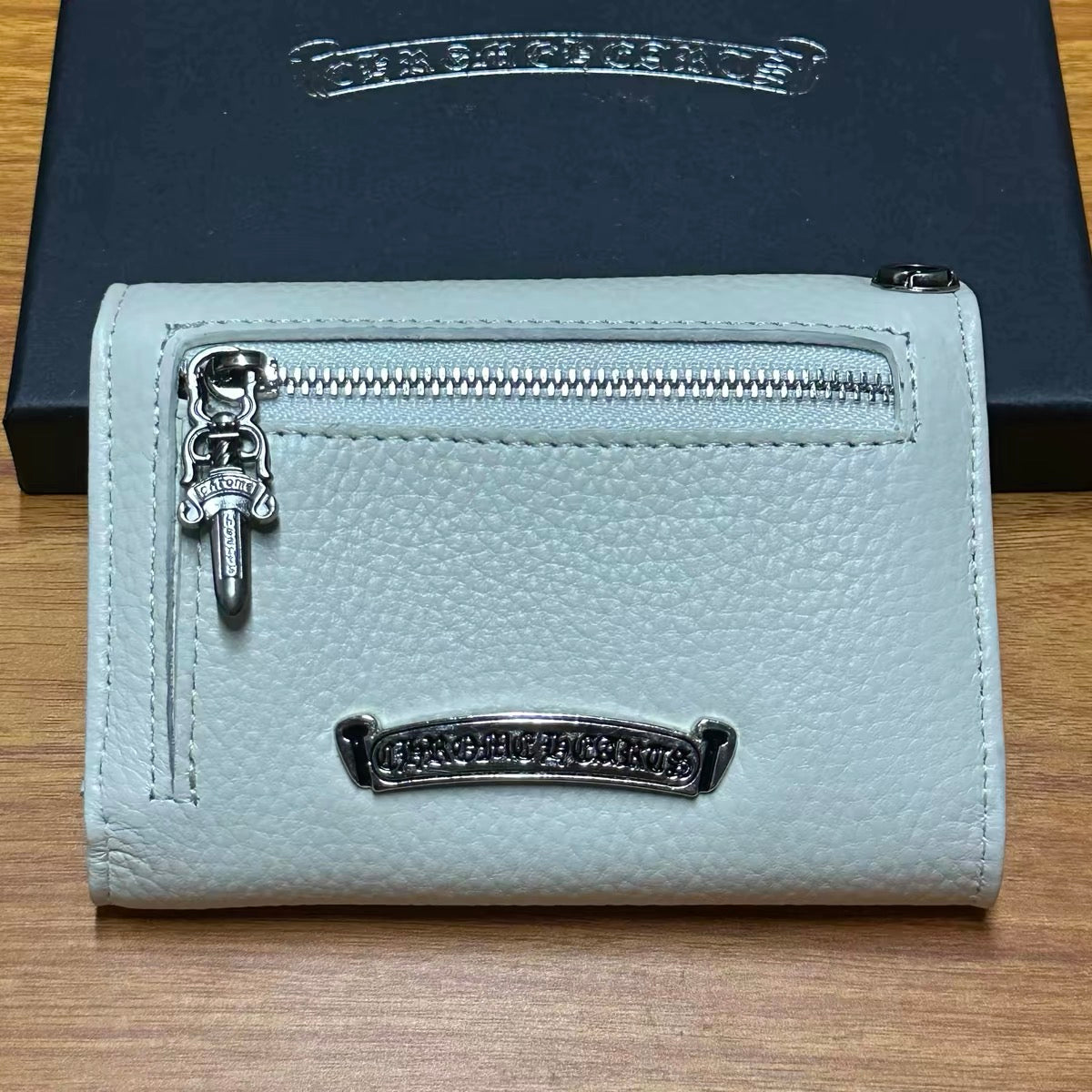 White Chrome hearts  colour wallet bag