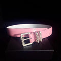 Pink Patent Chrome Leather Roller belt