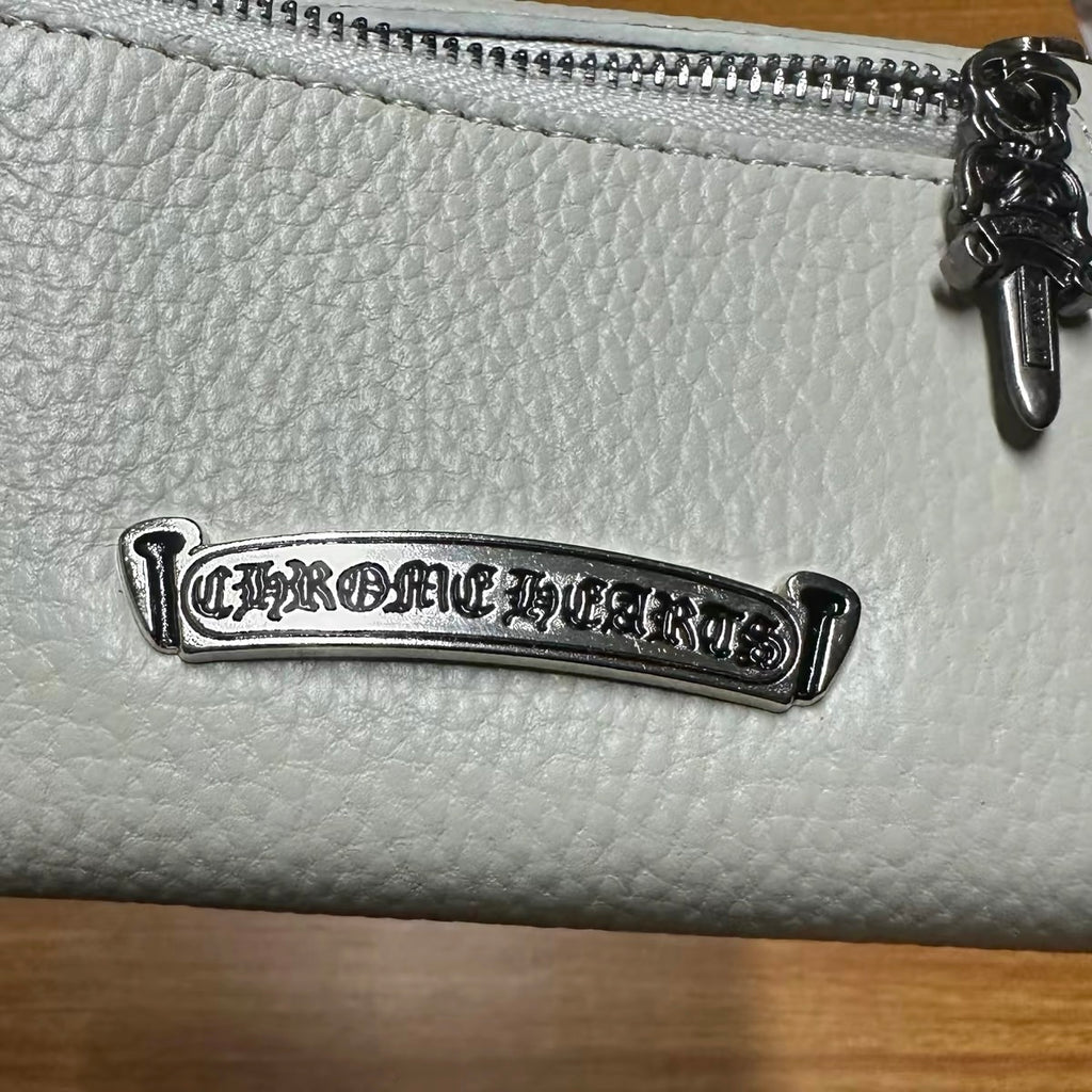 White Chrome hearts  colour wallet bag
