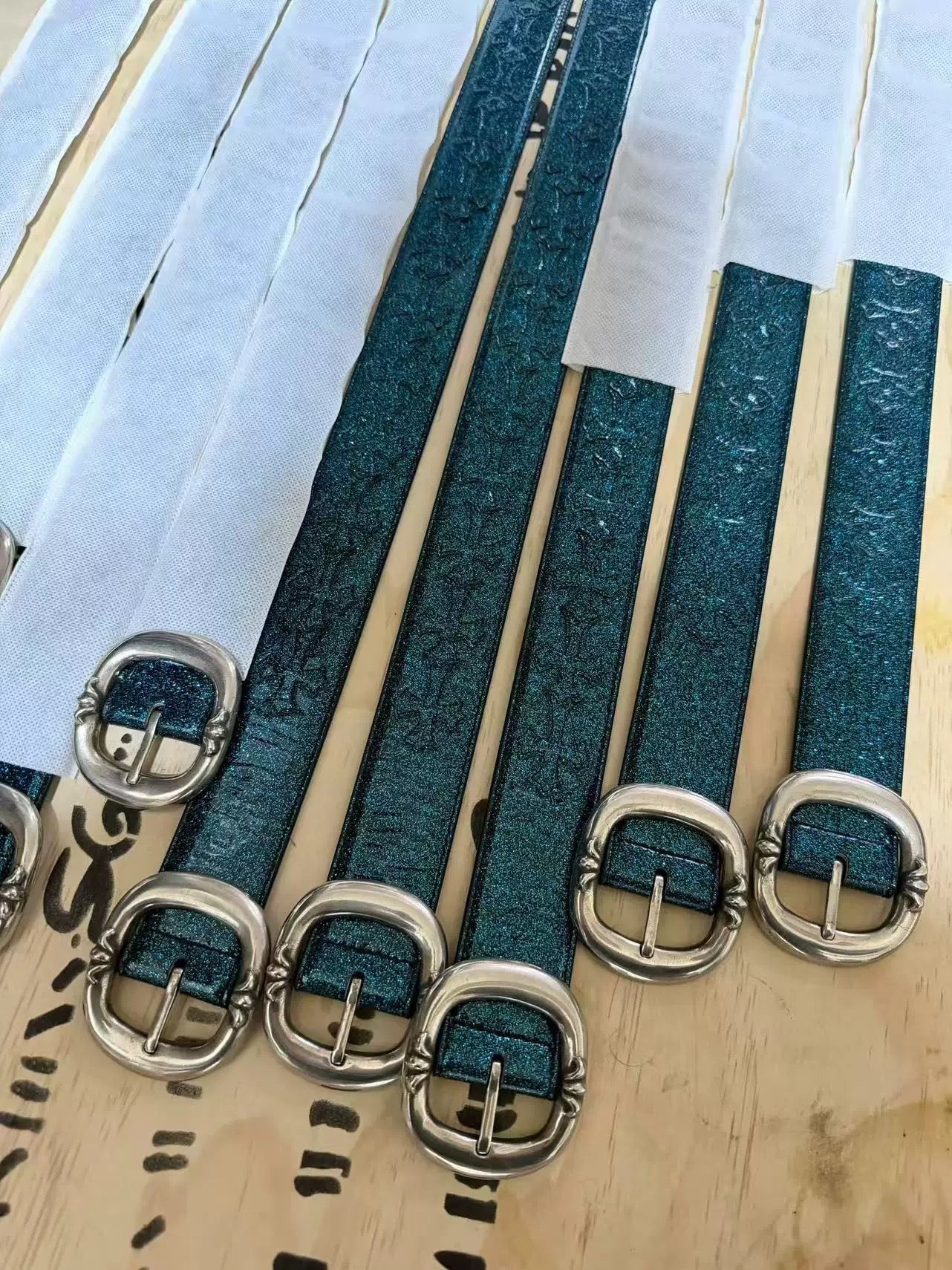 Archive blue patent  Chrome Leather belt
