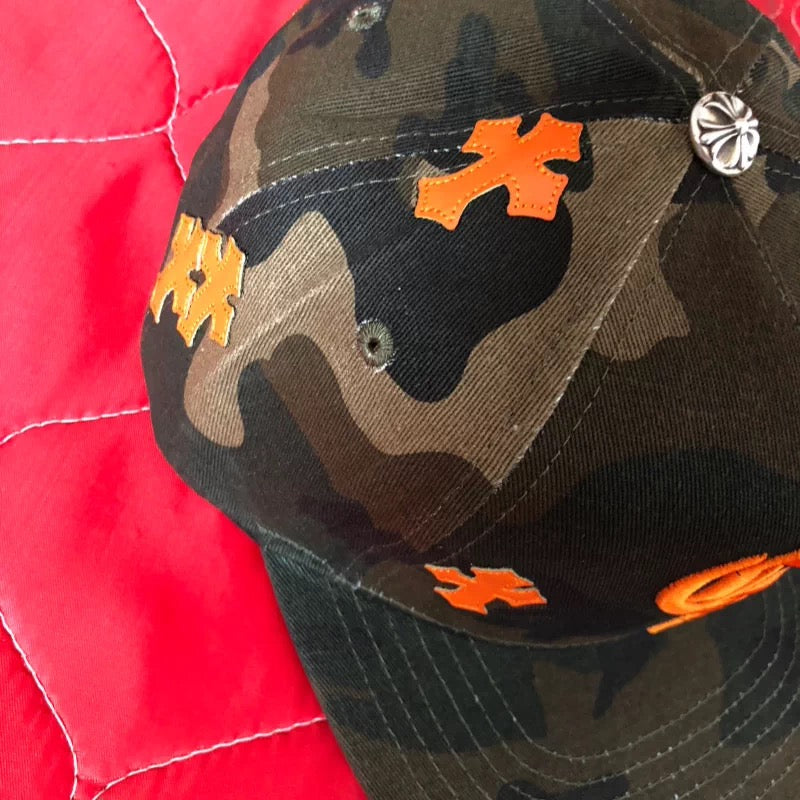 Chrome hearts green camo orange hat
