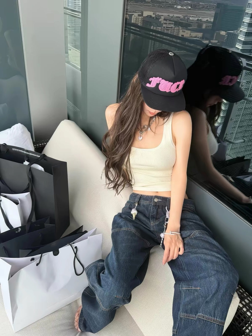 Black pink Chrome hearts hats
