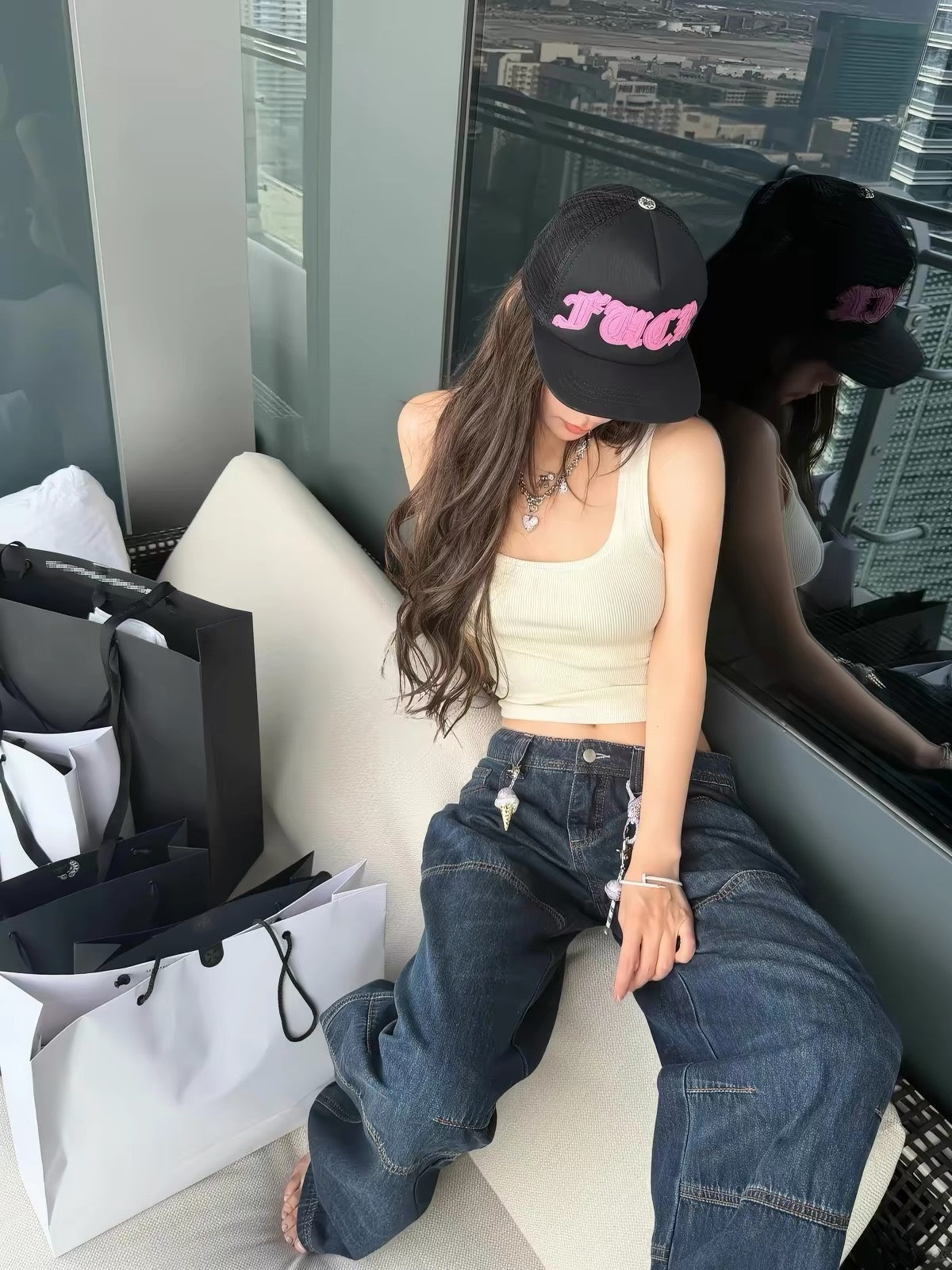 Black pink Chrome hearts hats