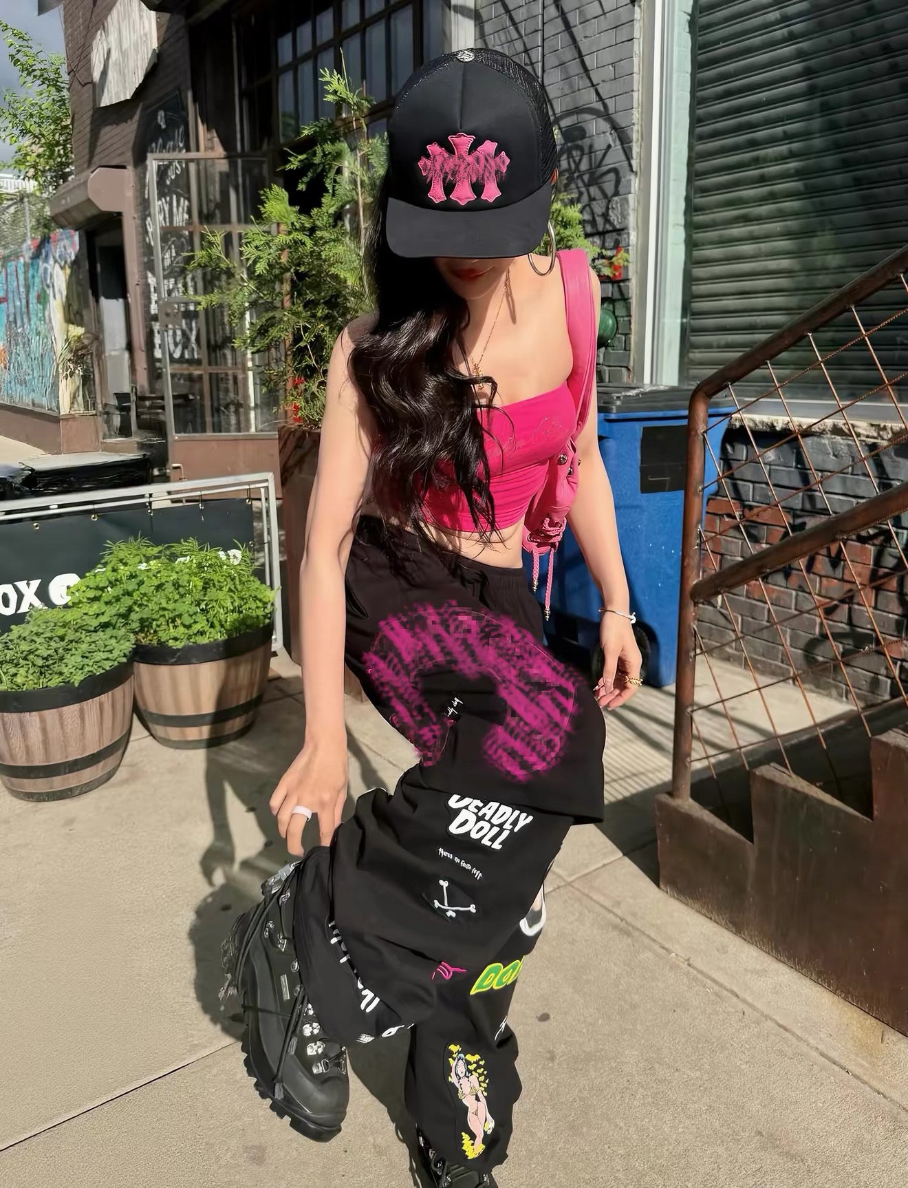 Black pink Chrome hearts hats