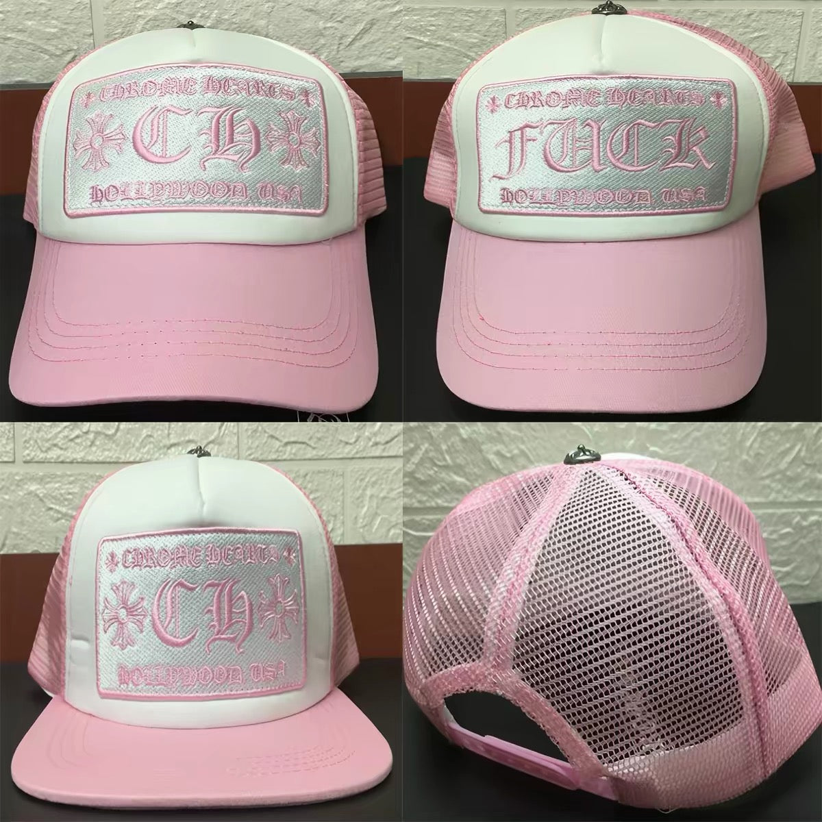 Chrome hearts cross pink hats