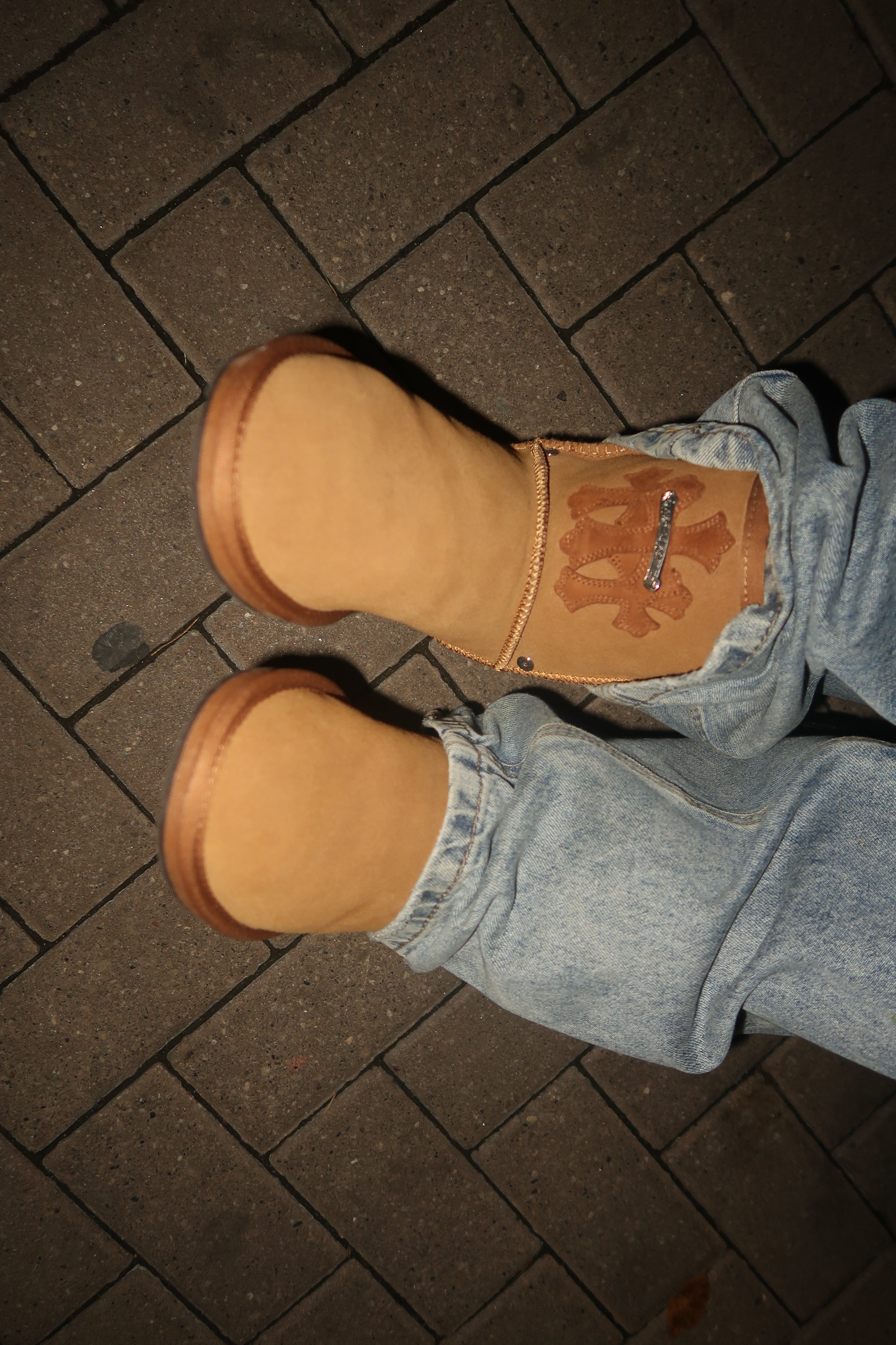 Brown Chrome sterling cross patches  boots