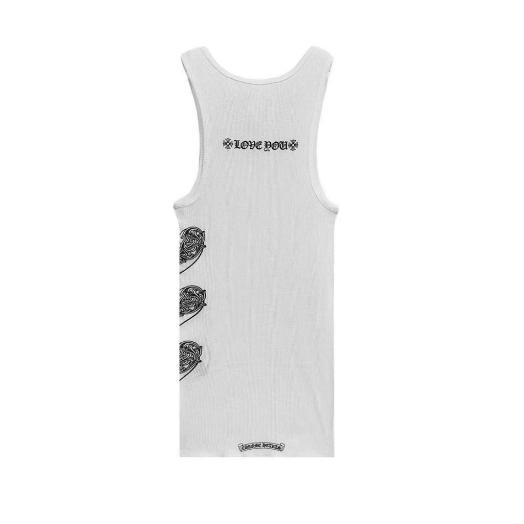 Chrome White " I love you " tank vest top