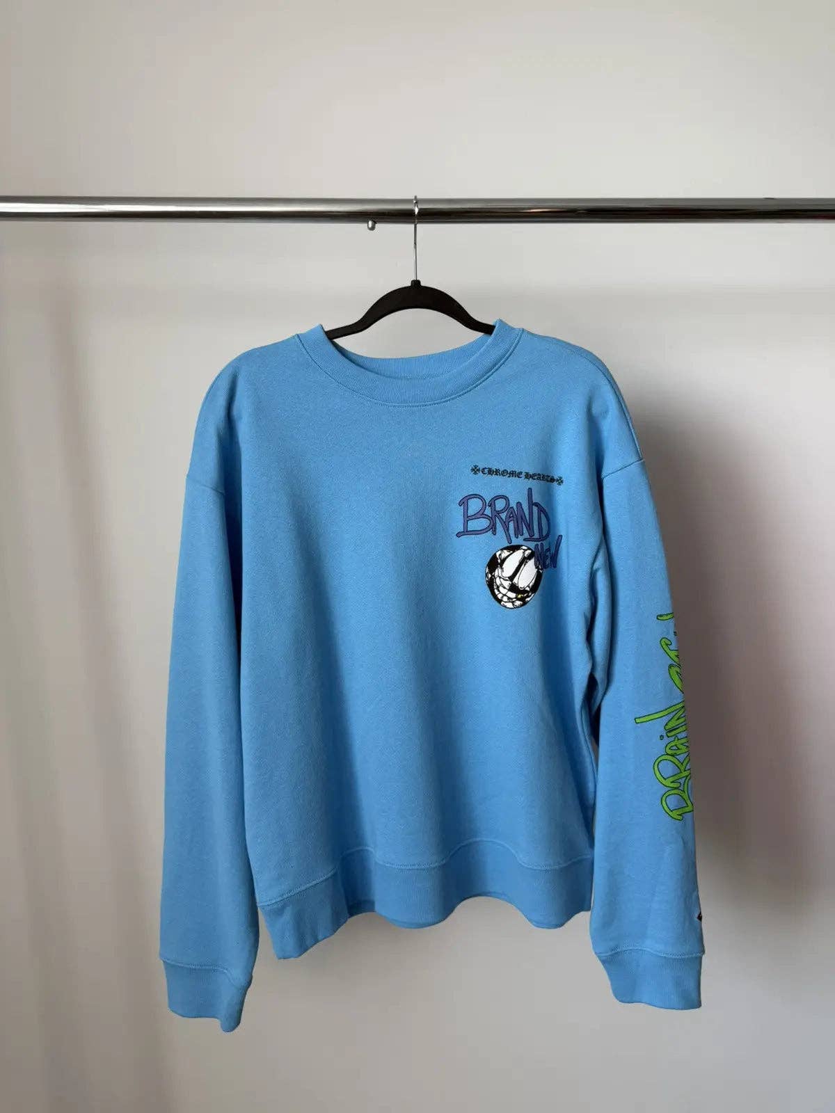Blue chrome hearts crew neck