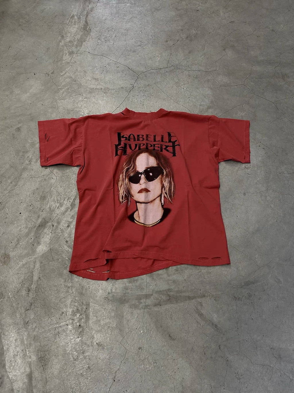 Red Isabelle Huppert Portrait Tee – Grunge Cut Style
