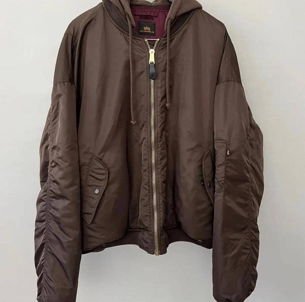 Vetements x Alpha Industries Layered Bomber Hoodie Brown