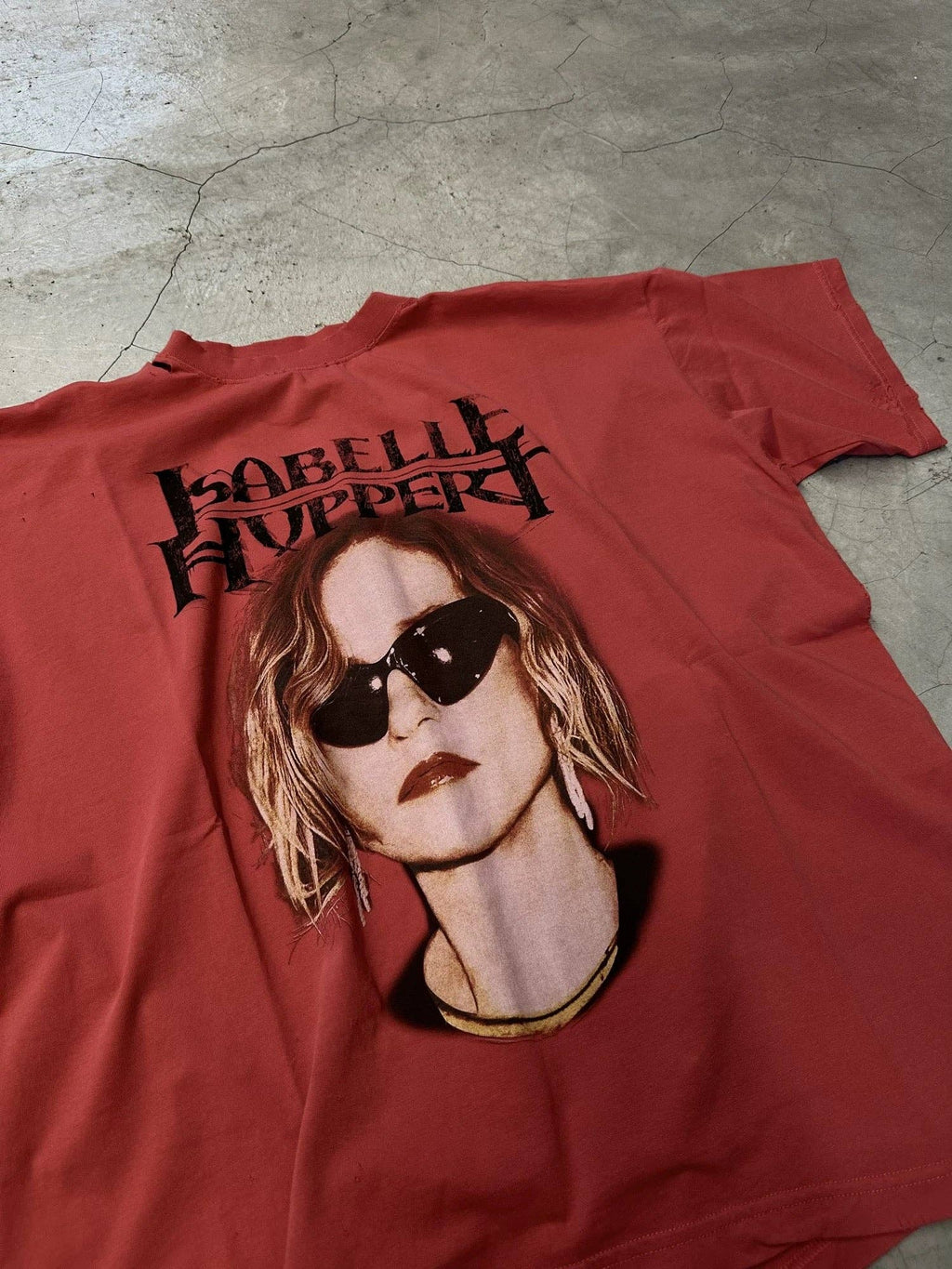 Red Isabelle Huppert Portrait Tee – Grunge Cut Style