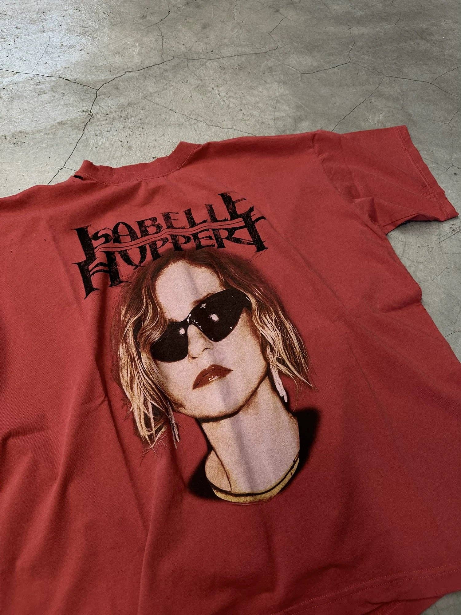 Red Isabelle Huppert Portrait Tee – Grunge Cut Style