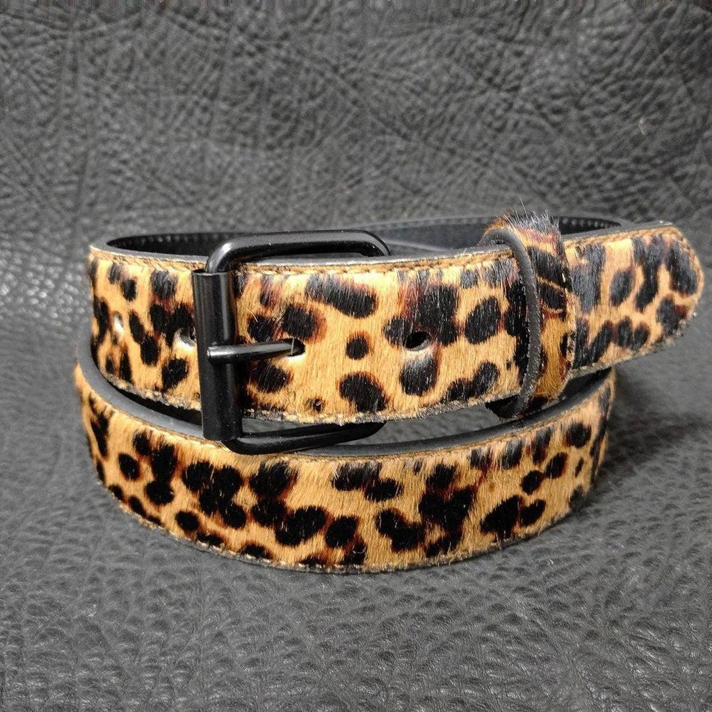 Faux fur leopard print belt