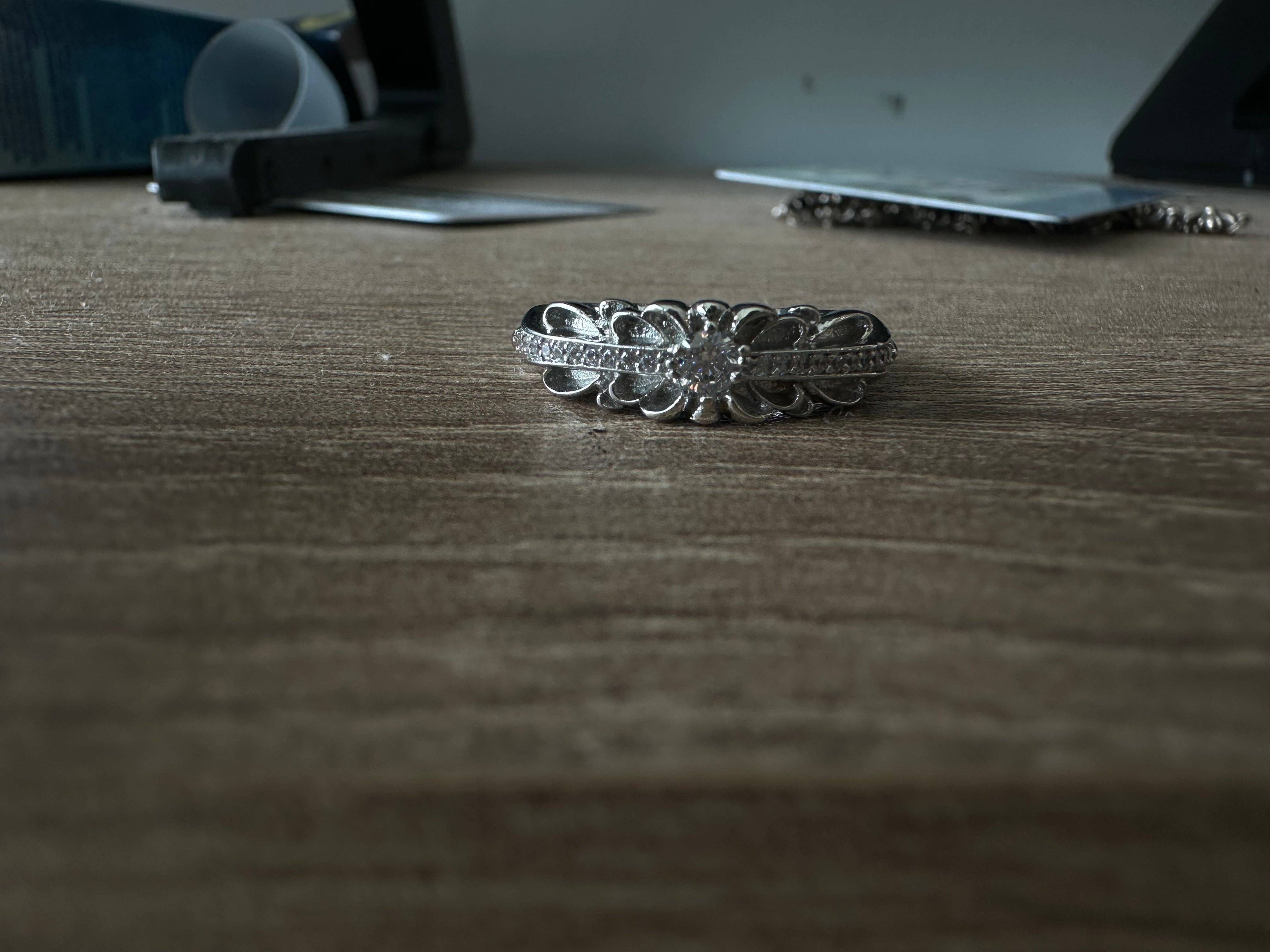 Archive Chrome rings with diamond gemstone