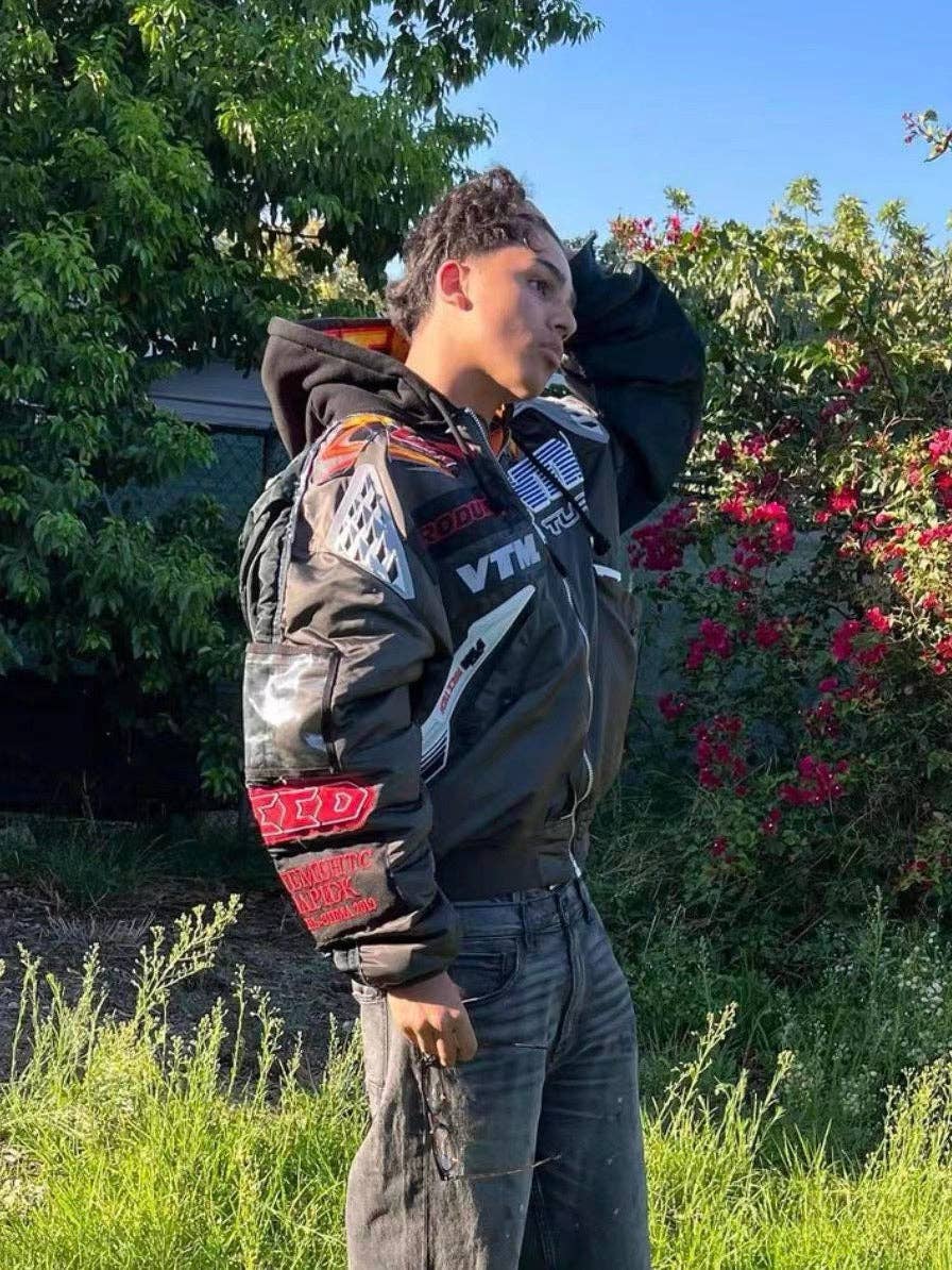 Vetements x Alpha Industries moto Racing black Bomber Hoodie