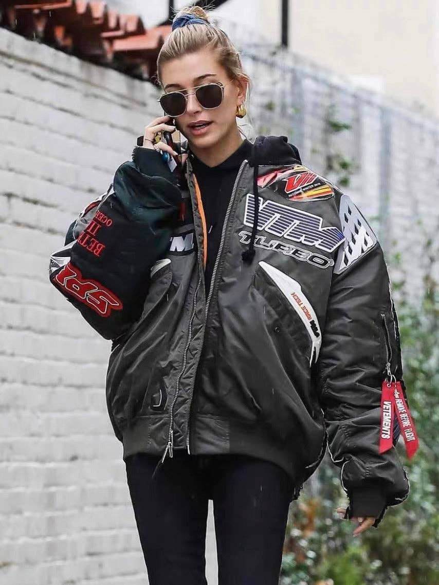 Vetements x Alpha Industries moto Racing black Bomber Hoodie