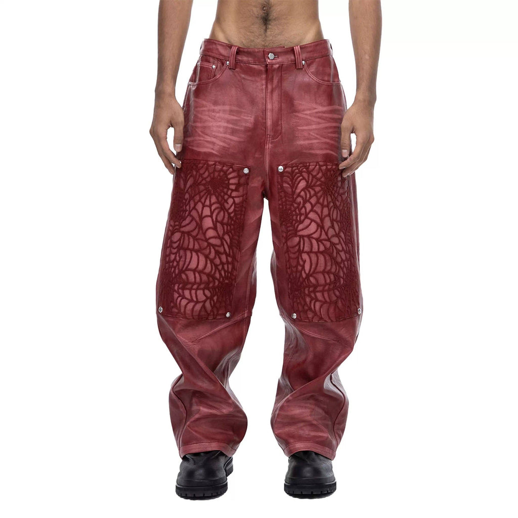 COBWEB LEATHER PANTS