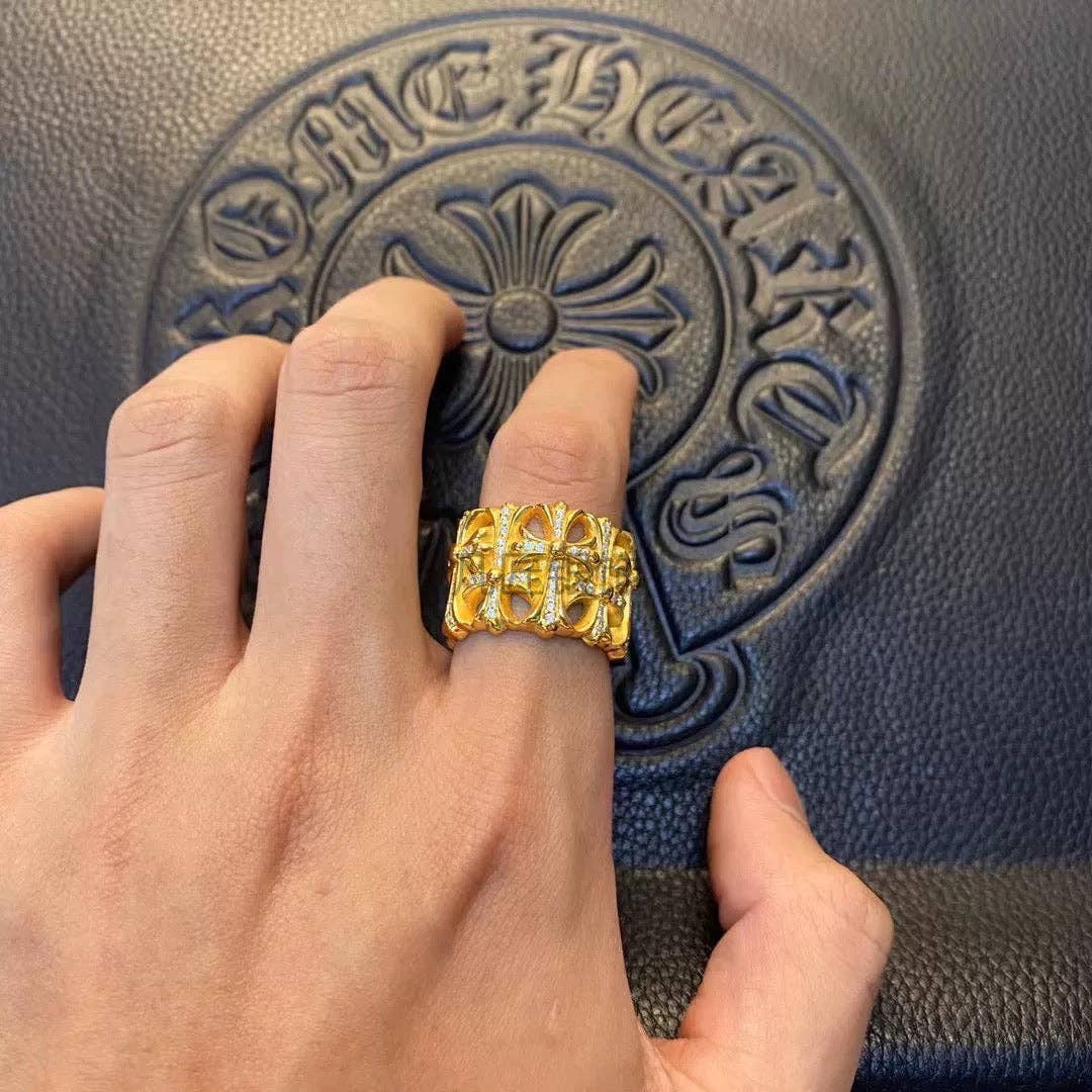 Archive Chrome gold rings with diamond gemstone