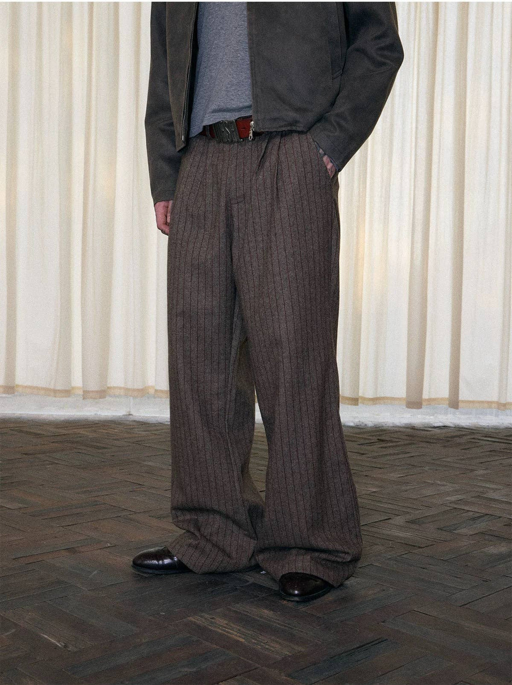 Brown Pinstripe Wide trouser