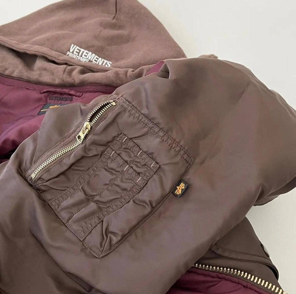 Vetements x Alpha Industries Layered Bomber Hoodie Brown