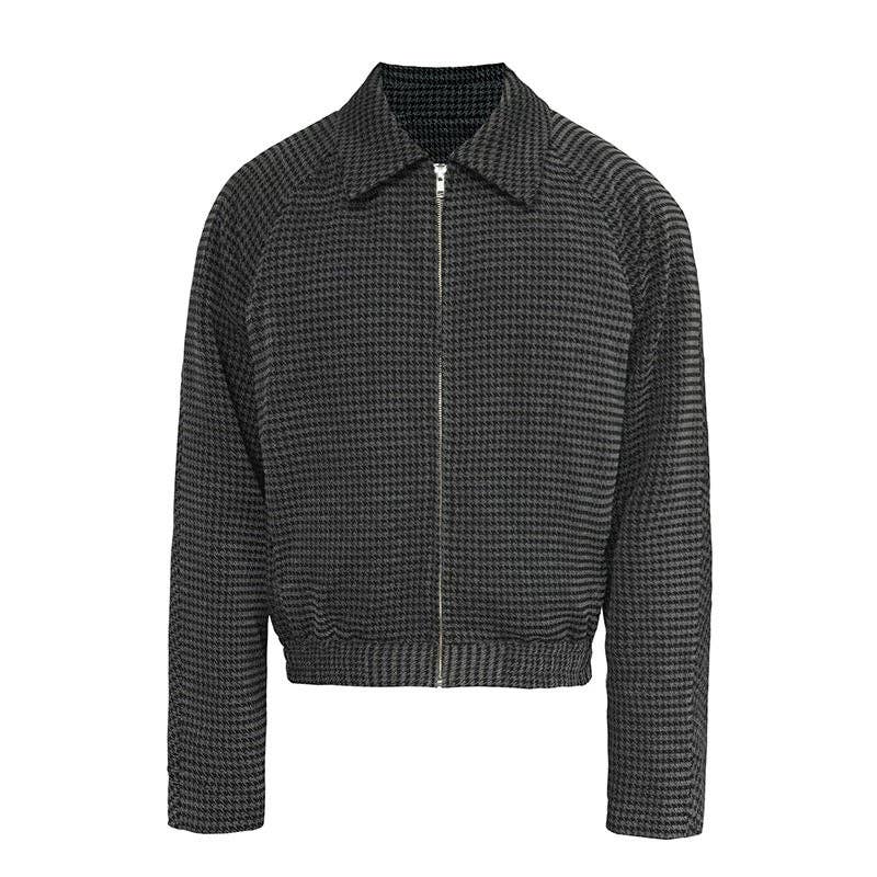 Houndstooth Zip-Up Jacket