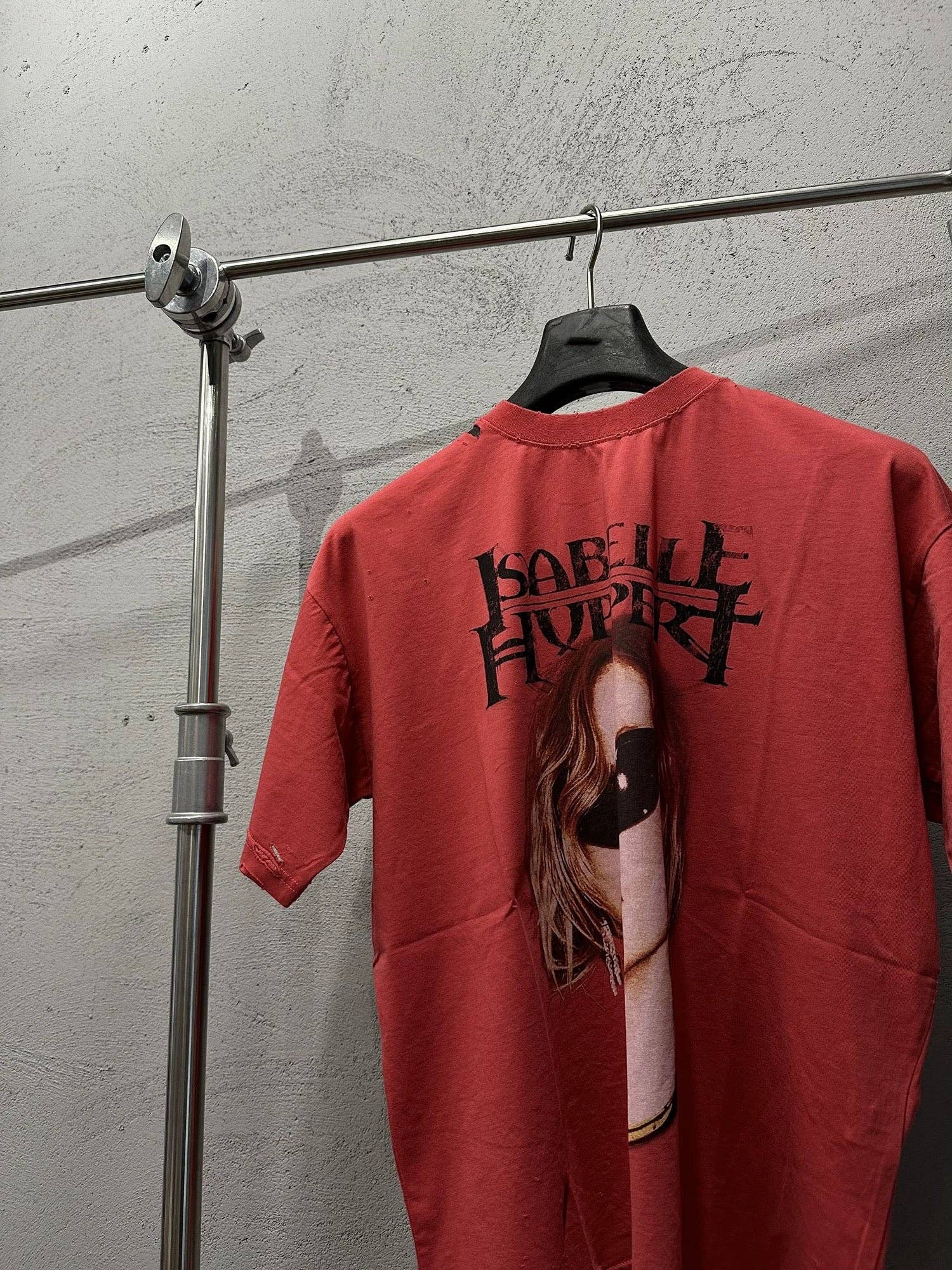 Red Isabelle Huppert Portrait Tee – Grunge Cut Style