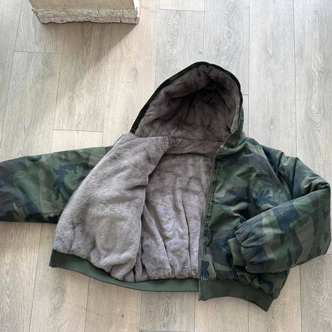Camo fur puffer