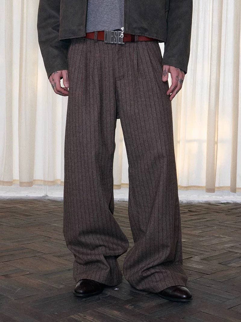 Brown Pinstripe Wide trouser