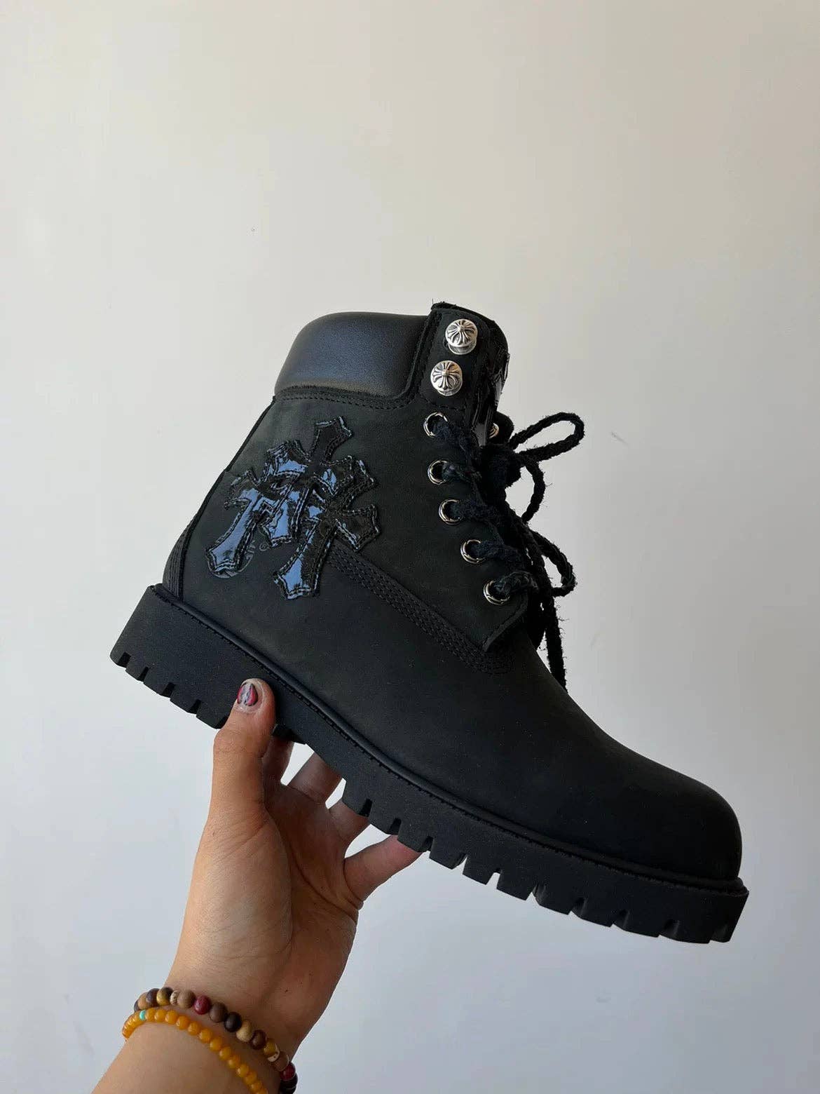 Black new rock Leather Metal-Tipped  Boot