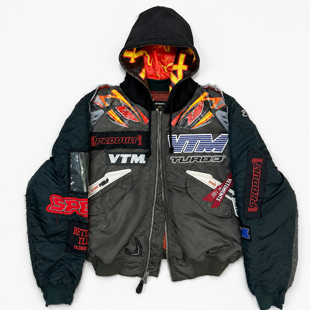 Vetements x Alpha Industries moto Racing black Bomber Hoodie
