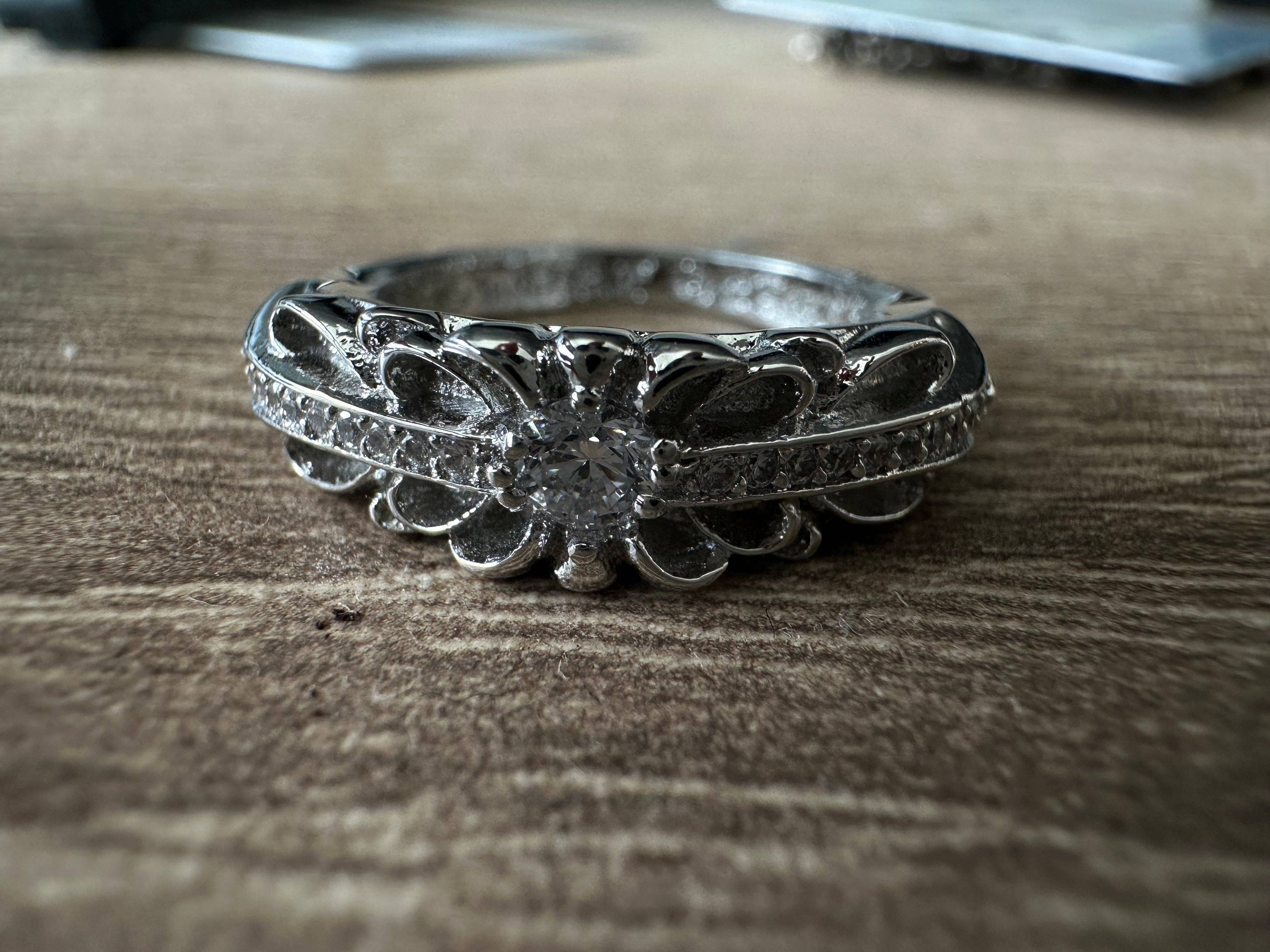 Archive Chrome rings with diamond gemstone