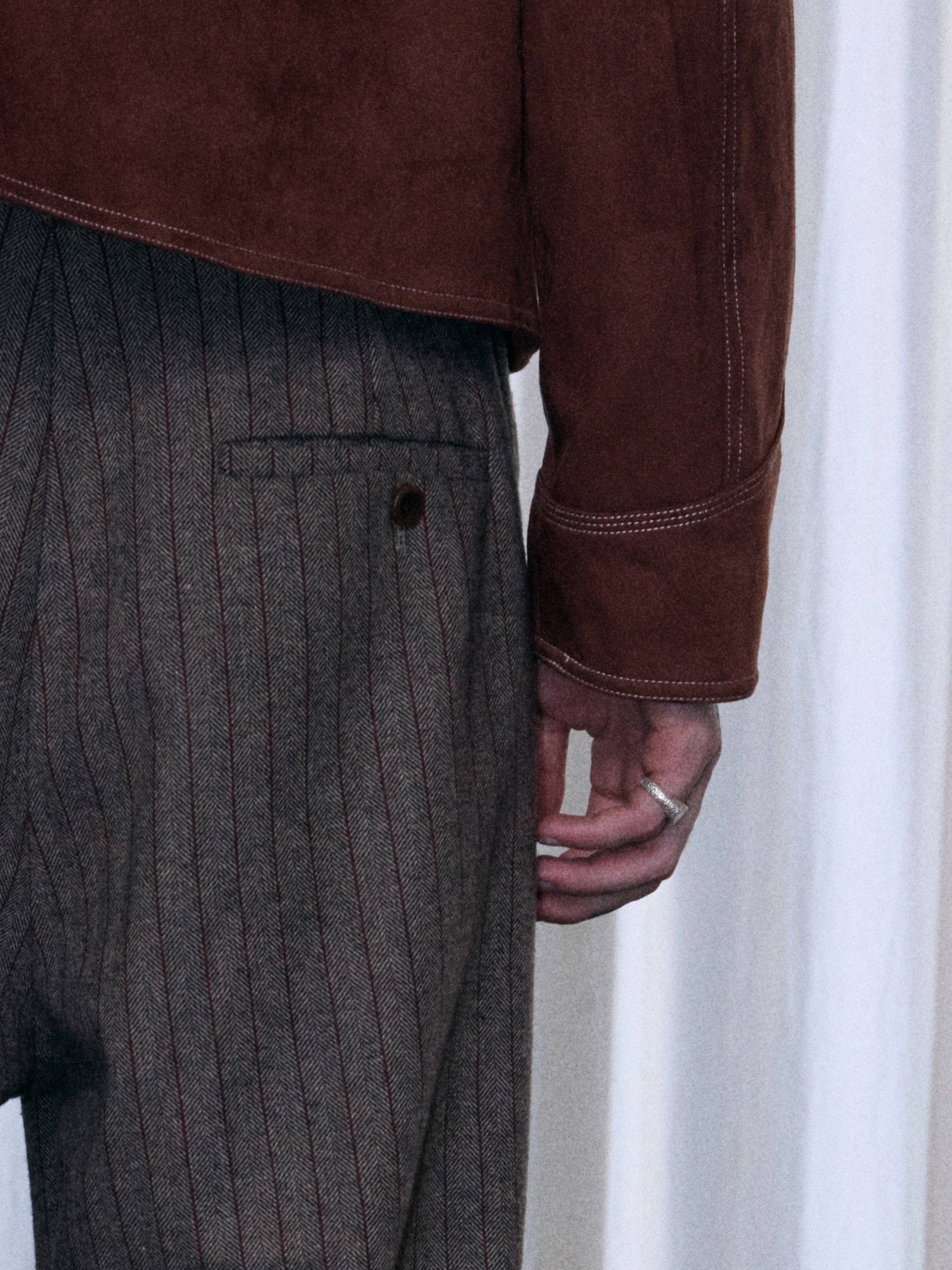 Brown Pinstripe Wide trouser